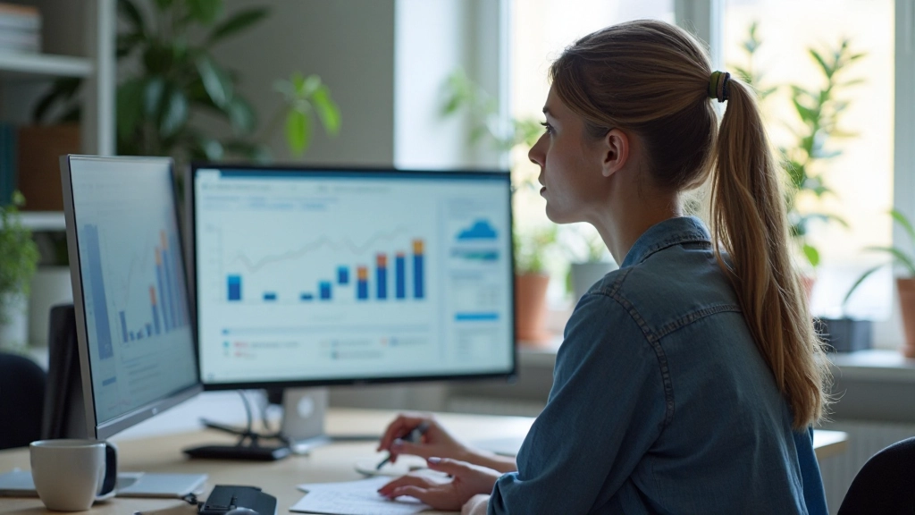 SEO analys och sökmotoroptimering på en datorskärm med grafer och data