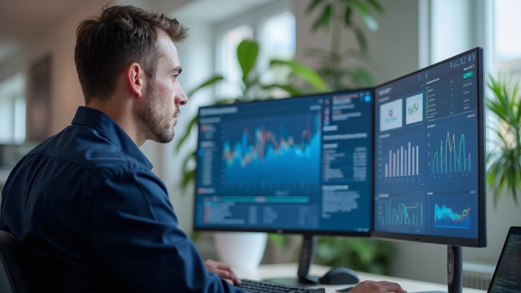 Marknadsförare granskar sociala medier analytik på datorskärm