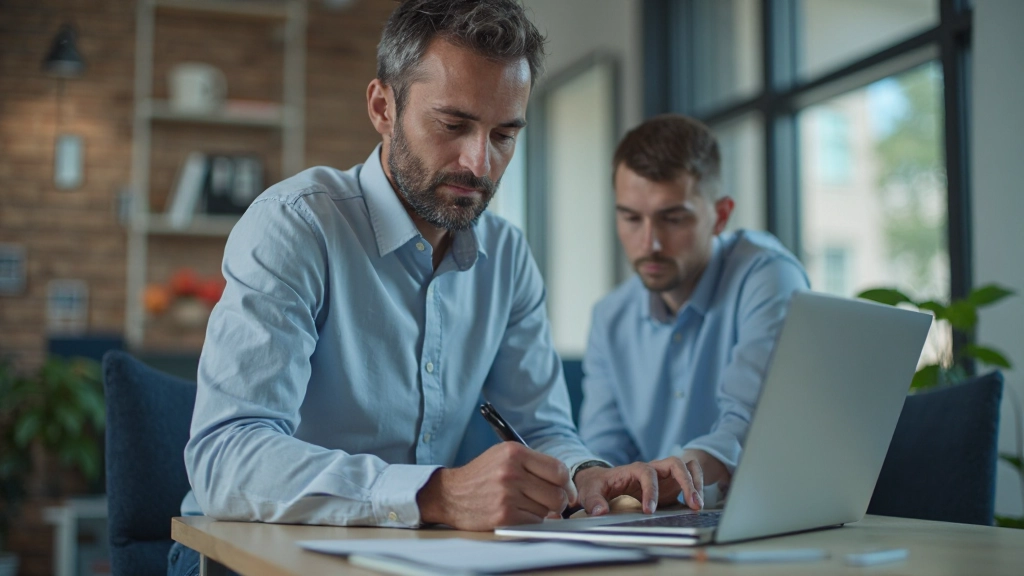 Digitalmaketer optimerar webbplats för sökmotorer på bärbar dator