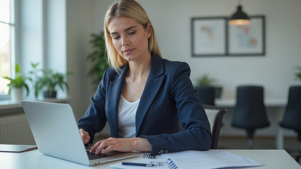 Marknadsförare arbetar med digital strategi och analytics på datorskärm i modernt kontor